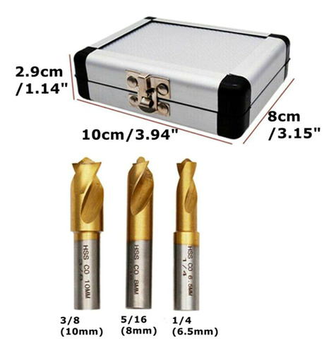 A Juego De Brocas De Cobalto Con Funda De Aluminio, 3 Piezas