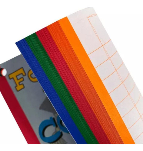 Bloco Refil Fichário 1/4 Colorido Pautado 96 Folhas Escola