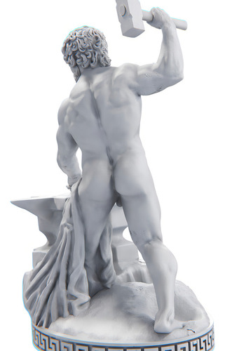 Estátua Hefesto Deus Vulcano Estatueta Resina Cor Cor Mármore