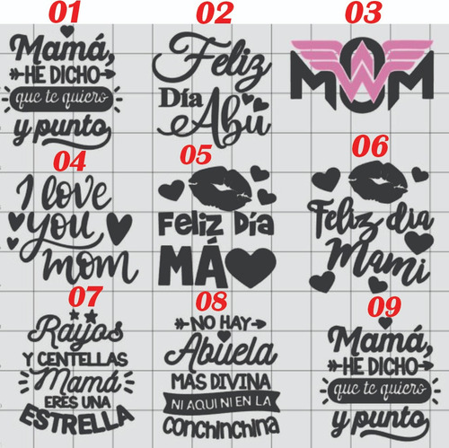 Sticker De Vinil Dia De Las Madres Pack De 12 Unid