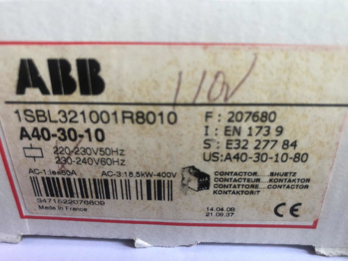 Contactor Abb Mod. A30-30/ A26-30/ A40-30 Bobinas 110v-220v
