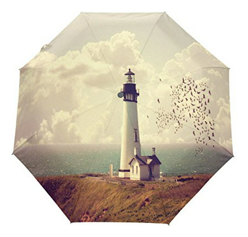 Sombrilla O Paraguas - Alaza Vintage Bird Lighthouse 3 Fold