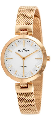 Reloj Mujer Rubicon Oro Rosa, Mecanismo Japonés Quartz