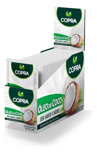 Óleo De Coco Sem Sabor Display 40 Saches De 15ml Copra 