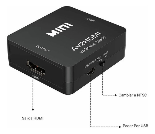 N Convertidor Rca - Av A Hdmi Audio Video Adaptador Av2hdmi