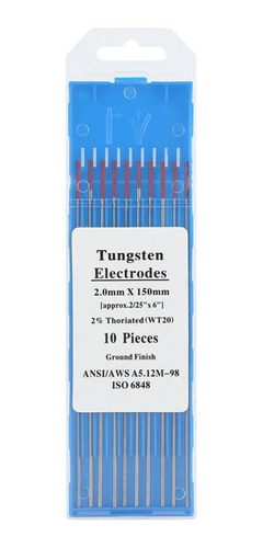 Electrodo De Tungsteno Wt20 Professional Tig Rod 2% Toriado