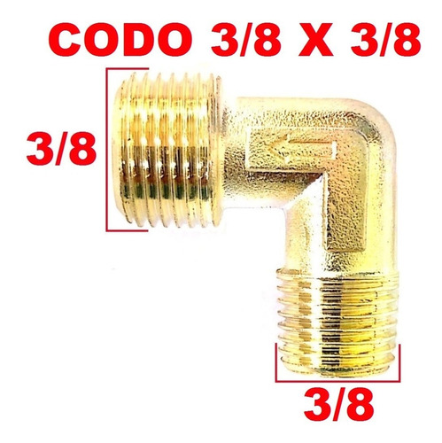 Codo 90 Conexión 3/8 X 3/8 Para Compresor De Aire Cabezal