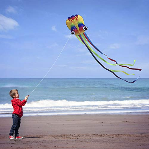 Cometa R2f Rainbow Soft Octopus De 14 Pies Para Niños Y Adul