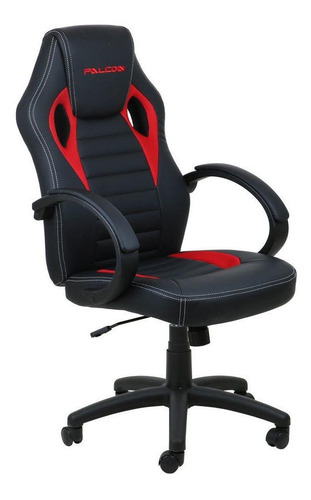 Cadeira de escritório MGM Flex FX Falcon gamer ergonômica  preta e vermelha com estofado de couro sintético