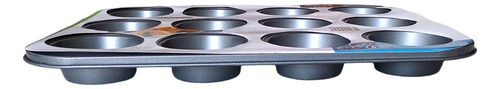 Molde Muffin P/ 12 Pzas Hot Spot Acero Carbono Antiadherente