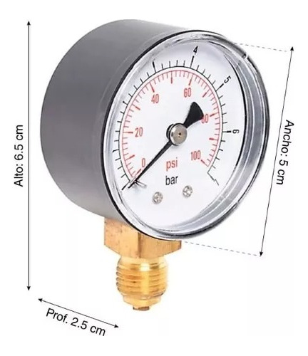 Manómetro Glicerina Rango 0-100psi/bar 