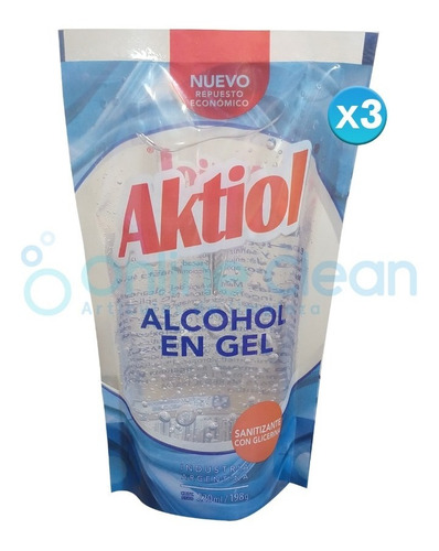 Aktiol Alcohol En Gel Nuevo Repuesto Económico 220 Ml X3