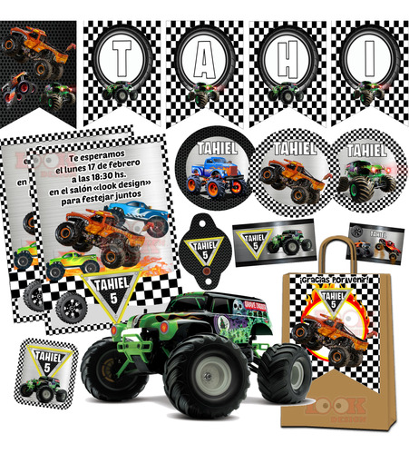 Kit Imprimible Candy Bar Monster Truck Jam Personalizado Pdf