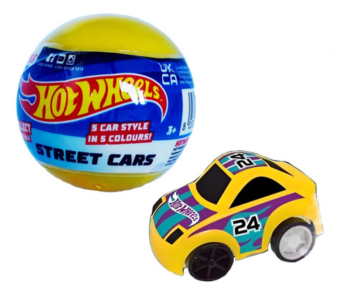 Hot Wheels - Pack X5 Pelotas 1 Auto Mini + Stickers - Hw014