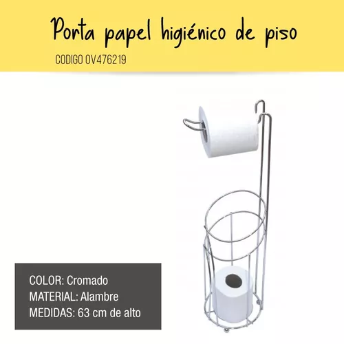 Porta Rollo De Pie Para Papel Higienico Cromado Baño Alto