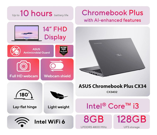 Asus Chromebook Plus Cx34 14 Pulgadas 8gb Ram 128gb Ufs