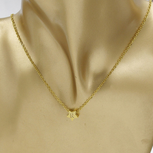 Collar Plata Dije Estrella Personalizada Inicial Letra D