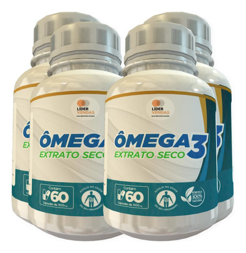 Ômega 3 Extrato Seco 500mg 60 Cápsulas 4 Potes