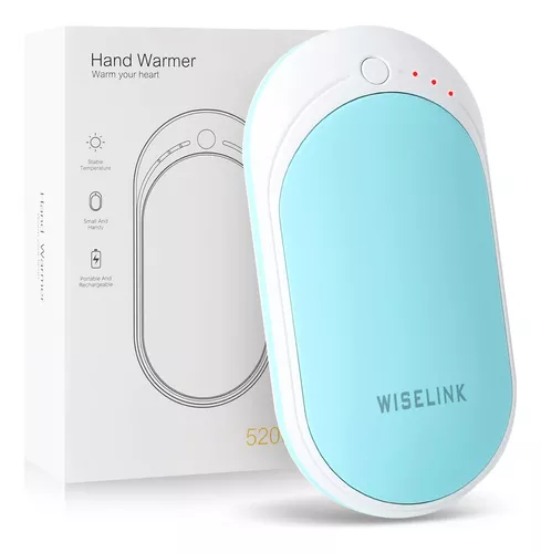 Wiselink Calentador de manos recargable, calentador de manos eléctrico de  5200 mAh, reutilizable, banco de energía USB portátil, calentador de manos