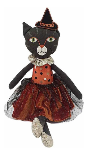 Mon Ami Elvira The Cat Doll 15/black, Cuddly Plush Animal Do