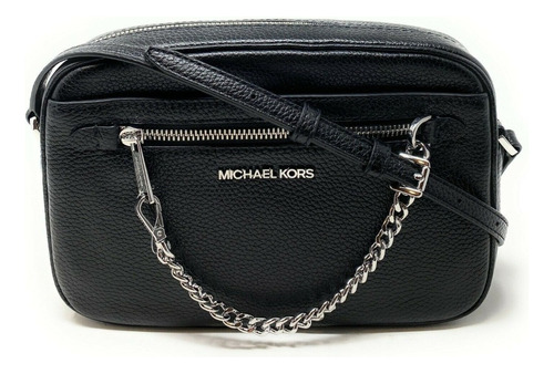 Michael Kors Bolsa Crossbody Jet Set Item Chains Body 2021 Color Negro-plateado Diseño De La Tela Faux