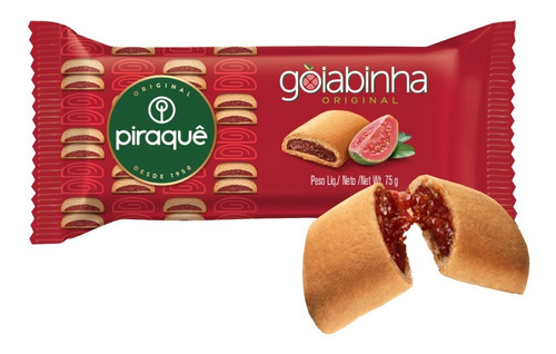 Kit 10 Biscoito Recheado Roladinho Goiabinha Piraquê 75g