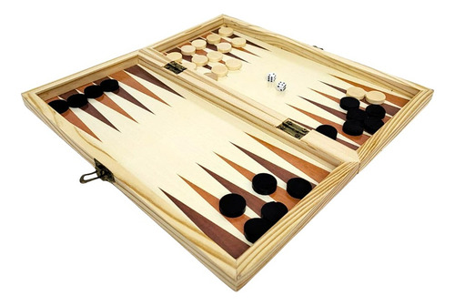 Juego De Mesa 3 En 1 Ajedrez Backgamon Damas De Madera Tut