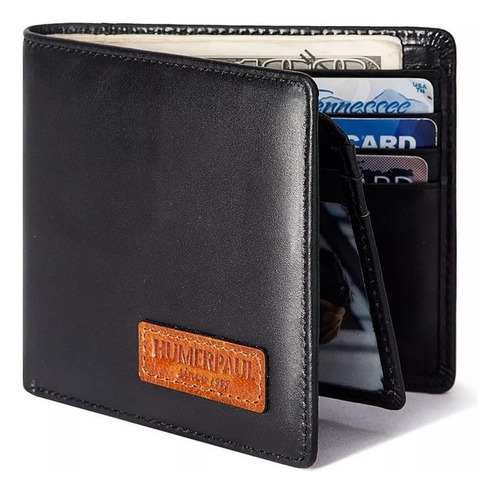 Carteira Humerpaul Modelo Bifold/airtag Antifurto Cor Preto Desenho Do Tecido Liso