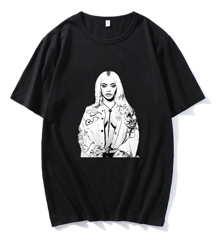 Camiseta De Algodão De Manga Curta Estampada Da Beyoncé