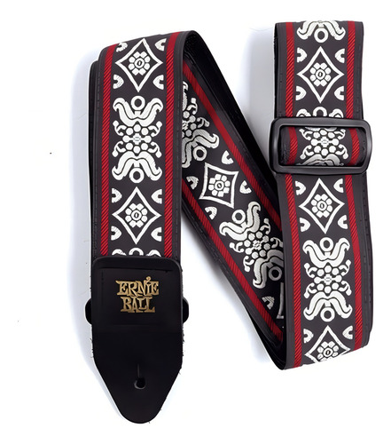 Ernie Ball 4669 Tahali Jacquard Strap Jackblack Red Guitarra