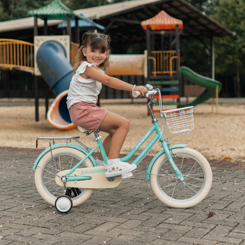 Bicicleta Infantil Feminina Clássica Retrô Aro 16 C/rodinhas Azul 16