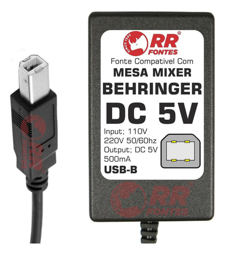 Fonte 5v 0.5a Para Mesa De Som Mixer Behringer Xenyx 302usb