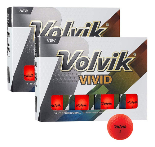 Volvik Vivid Pelotas De Golf Rojo Mate, 2 Docenas - En Caja.