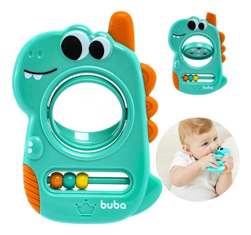Chocalho Com Espelhinho Dino Interativo Buba Brinquedo Bebe