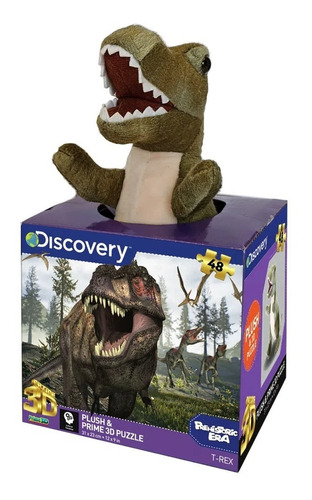 Set Peluche Y Rompecabezas 3d T-rex Discovery 48 Piezas