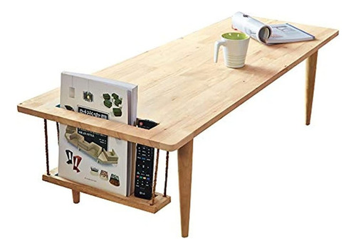 Mesa De Centro Estilo Japones De Madera Marrón De 47 In.