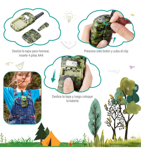 Imagen 6 de 7 de Un Par De Radio Walkie Talkie Para Niños De Diseño Camuflaje