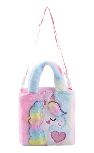 Cartera Para Niñas Unicornio Peluche Con Luces Led 