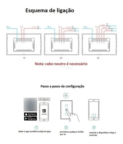 Interruptor Smart Wi-fi Sonoff 3 Botões Compatível Com Alexa