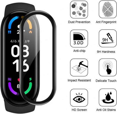 Película Proteção Anti Queda 3d Relogio P/ Xiaomi Mi Band 5