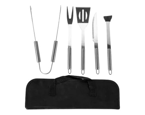 Set Asador 5 Piezas Metal Con Estuche Set Parrillero 