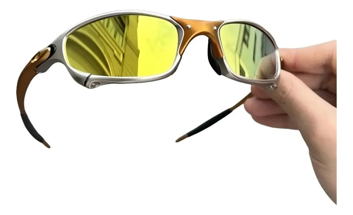 Oculos De Sol Juliet 24k Lupa Polarizado Metal Penny Doublex Desenho Doublex 24k