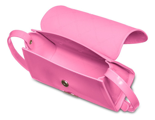 Imagem 3 de 3 de Bolsa transversal Petite Jolie Alicia PJ10087 design liso de j-lástic rosa-néon com alça de ombro rosa-néon