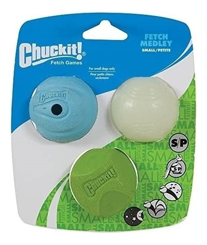 Chuckit! Fetch Ball Medley Trio, Pequeño, Paquete De 3