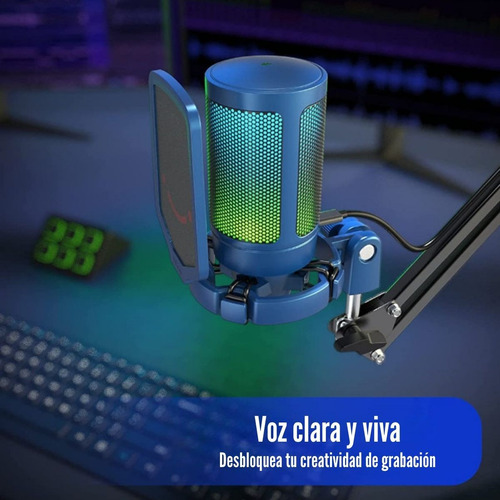 Micrófono Fifine Ampligame A6v Rgb Usb Cardioide - Blue