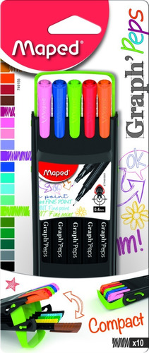 Marcadores Fibras Maped Graph´peps Compact X 10 Geniales!