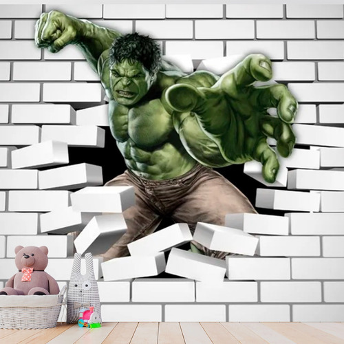 Papel Adesivo Quarto Menino Avengers Vingadores 2,00 X 1,00 Cor Papel de Parede Hulk Vingadores