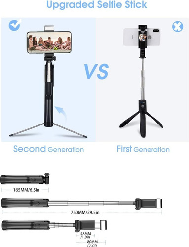 Imagen 4 de 6 de Tripode Selfie Stick Bluetooth Con Luz Gopro Y Celulares 360