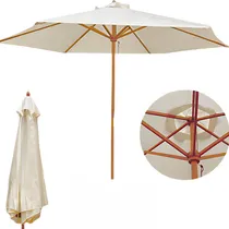 Comprar Guarda Sol Grande Ombrelone Redondo 2 Metros De Madeira Cor Off-white Liso