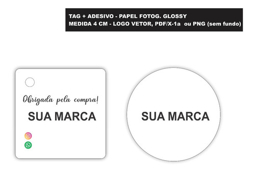 100 Tags + 100 Adesivos - Com Logo Empresa E Contato